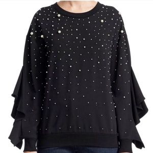 Scripted Sweatshirt Black w/ Pearls